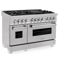 ZLINE Autograph Edition 48" 6.0 cu. ft. Range with Gas Stove and Gas Oven in DuraSnow Stainless Steel with Champagne Bronze Accents