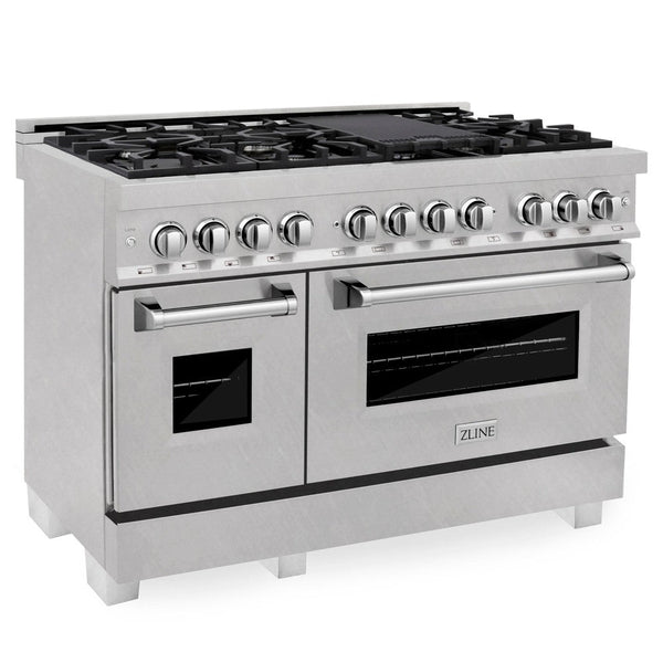Gama ZLINE Autograph Edition de 48" y 6.0 pies cúbicos con estufa y horno a gas en Dur