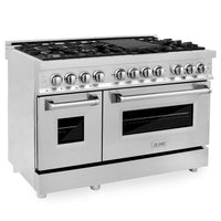 ZLINE 48" Dual Fuel Range with Gas Stove and Electric Oven in Stainless Steel with Color Door Options