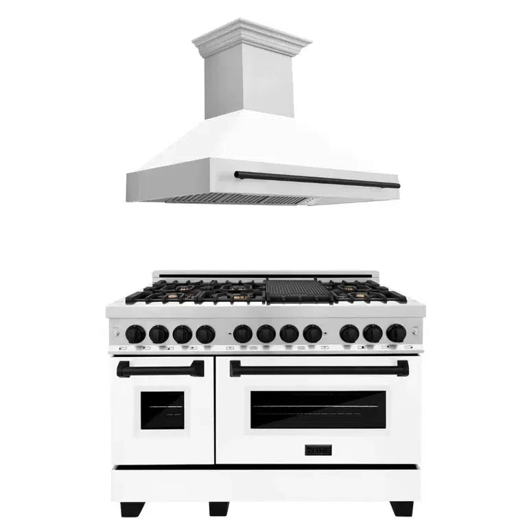 ZLINE 2AKP-RAWMRH48-MB Autograph Edition 48 in. Appliance Package in Stainless Steel