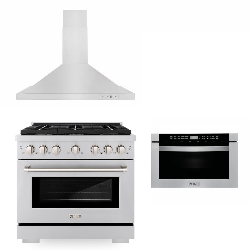 ZLINE 3KP-SGRRH36-MW 36 in. Appliance Package in Stainless Steel