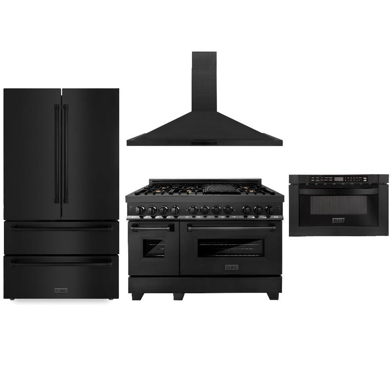 ZLINE 4KPR-RABRH48-MW 48 in. Appliance Package in Black Stainless Steel