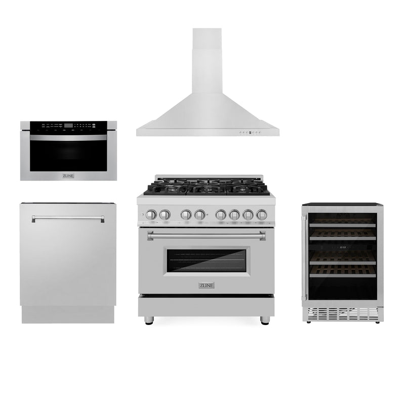 ZLINE 5KP-RARH36-MWDWV-RWV 36 in. Appliance Package in Stainless Steel