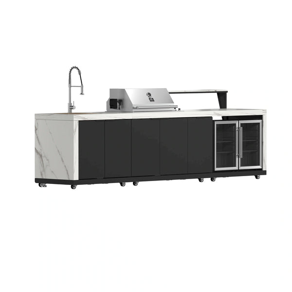 Cocina de exterior Forno Rimini, barbacoa de 76 cm, 62 000 BTU, centro de bebidas de 14,8 m³, fregadero de acero inoxidable y encimeras blancas (FODKT2575WHT)
