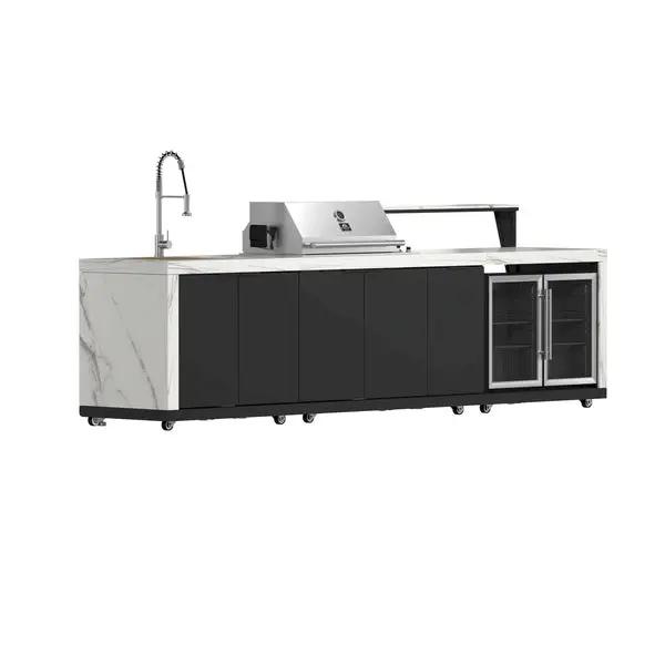 Forno Rimini Outdoor Kitchen 30-Inch BBQ 62,000 BTU, 4.8 cu.ft. Beverage Center, Stainless Steel Sink, White Countertops Forno