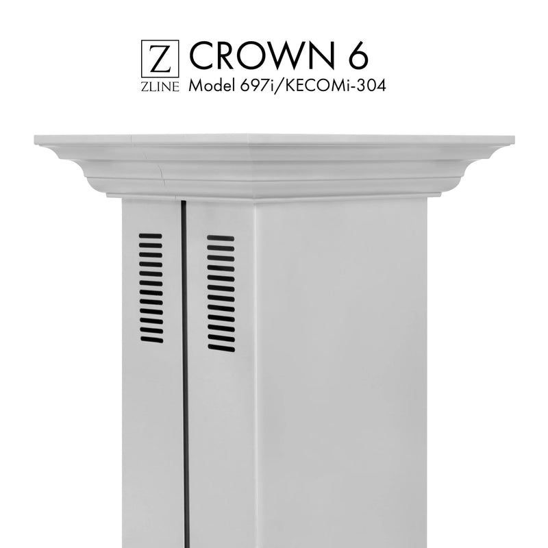 ZLINE Crown Molding Profile 6 for Island Mount Range Hood in Stainless Steel (CM6-697i/KECOMi-304)