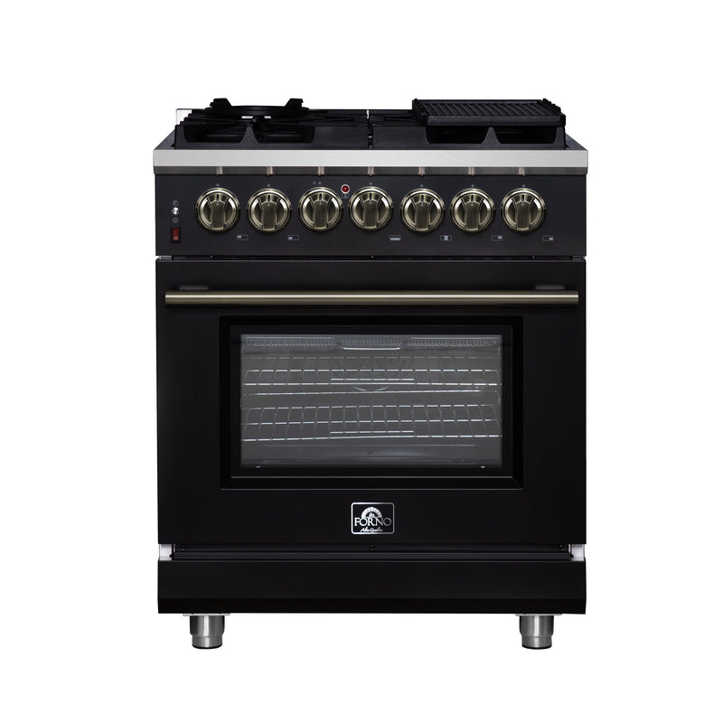 Forno FFSGS6125-30BLK 30 in. Dual Fuel Range in Black