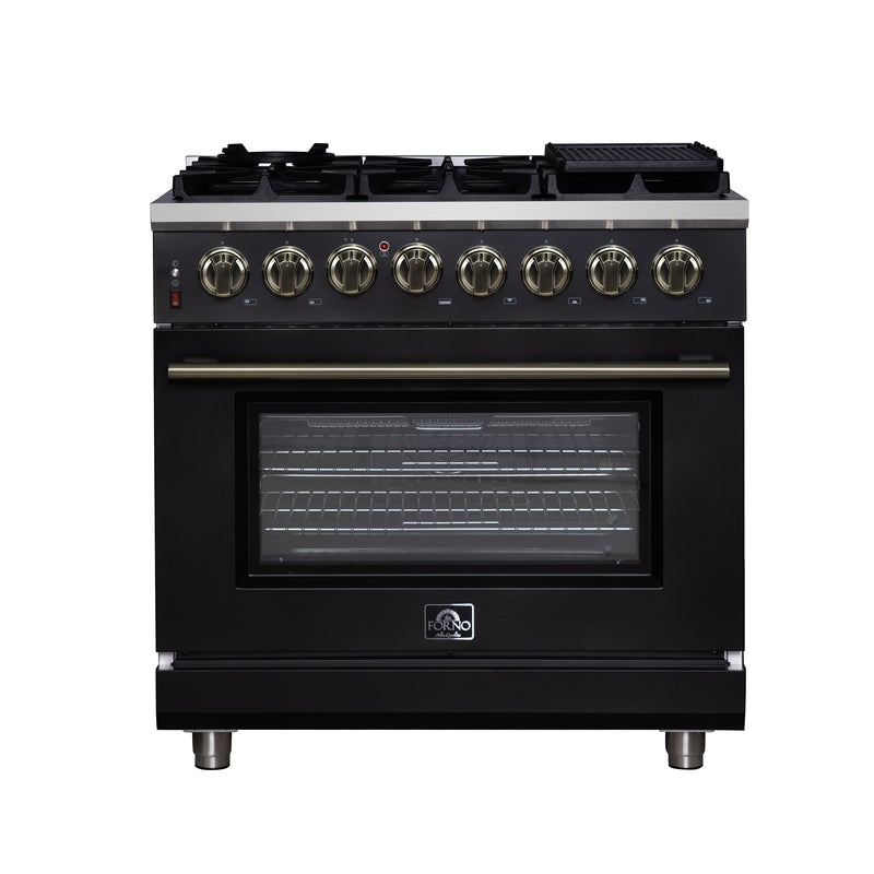 Forno FFSGS6125-36BLK 36 in. Dual Fuel Range in Black