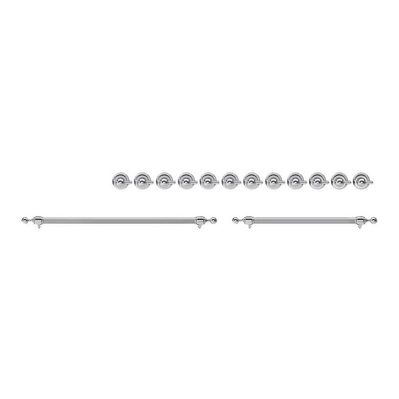 ILVE Chrome Knobs and Handles Bundle for 60 inch Nostalgie Dual Fuel with Griddle/Frenchtop