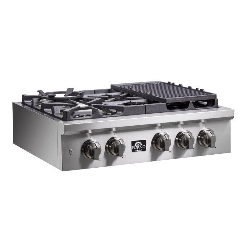 Forno FCTGS5751-30 Alta Qualita 30 in. Gas Rangetop in Stainless Steel