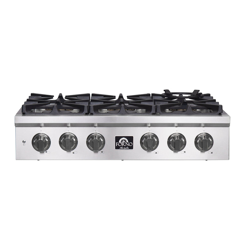 Forno FCTGS5751-36 Alta Qualita 36 in. Gas Rangetop in Stainless Steel