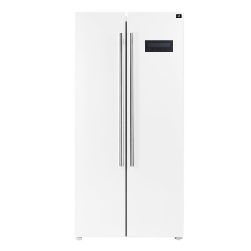 Forno Salerno Espresso 33-Inch White Side-by-Side Refrigerator, 15.6 Cu. Ft., Energy-Efficient, No Frost, Modern Design Forno