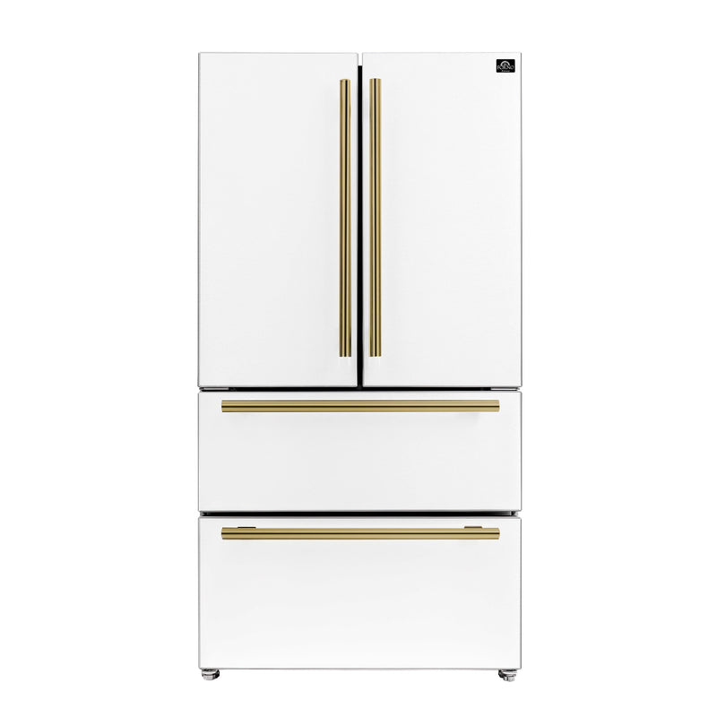 Forno Moena Espresso 36-Inch White French Door Refrigerator, 19.2 Cu. Ft., Frost-Free, Automatic Ice Maker, ENERGY STAR Certified Forno