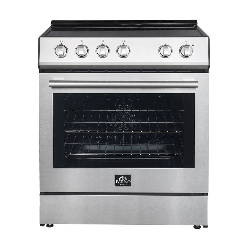FORNO Espresso Leonardo 30" 5 cu. ft. Electric Range in Stainless Steel with Silver Handles Forno