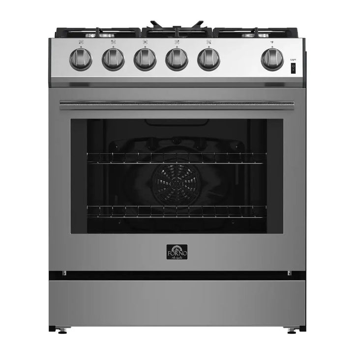 Forno Leonardo Espresso 30-Inch Electric Range with 5.0 cu. Ft. Electric Oven in White in Stainless Steel Handle (FFSEL6012-30WHT) Forno