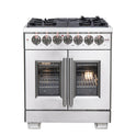Forno Capriasca 30-Inch Freestanding French Door Dual Fuel Range, 4 Burners, True Convection Oven
