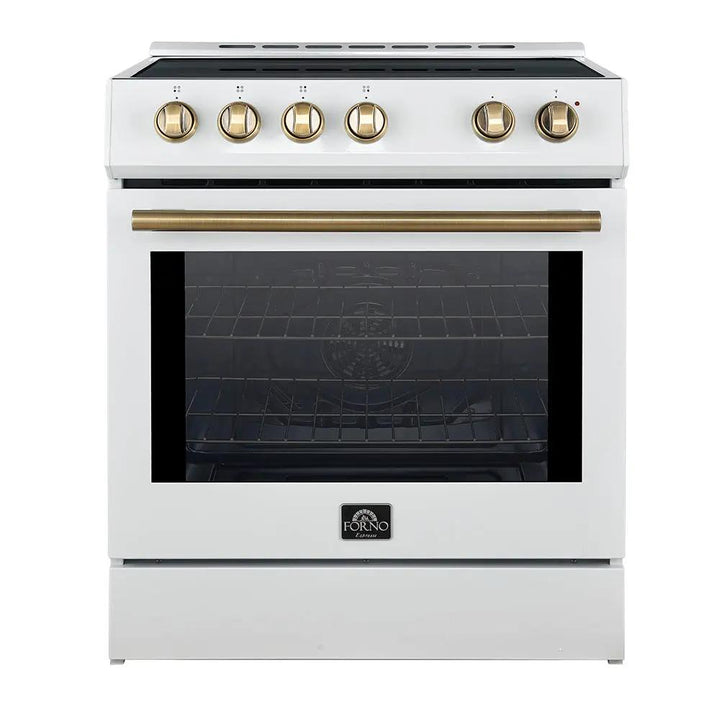 FORNO Espresso Leonardo 30" 5 cu. ft. Electric Range in Stainless Steel with Silver Handles Forno