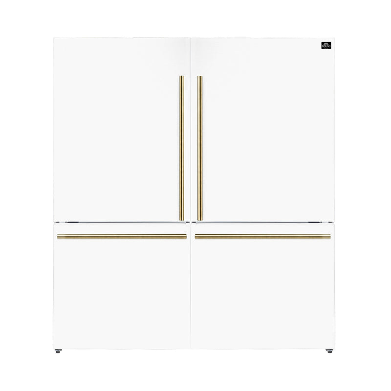 Forno Milano 2-Piece 62-Inch Freestanding Dual Bottom Freezer Refrigerator, White – 34.4 cu.ft, Touch Control, Ice Maker Forno