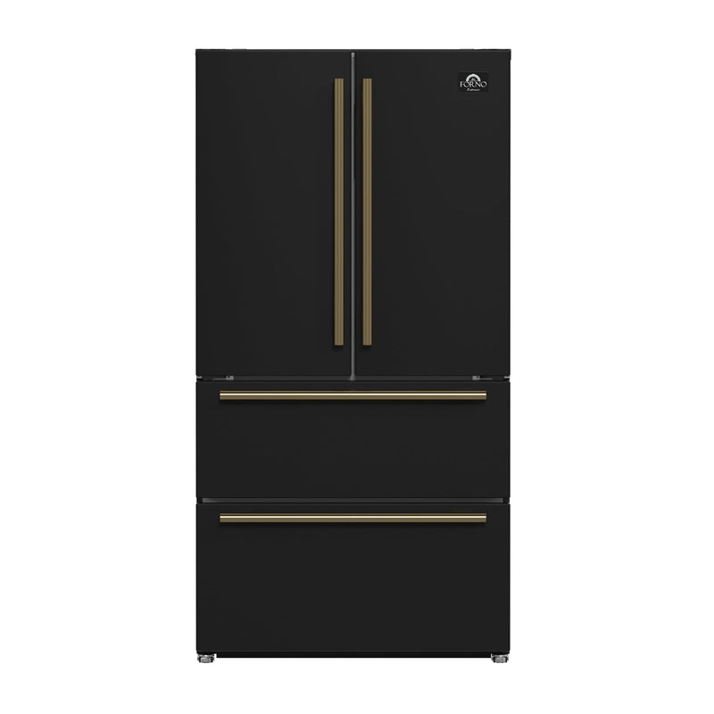 Forno Moena Espresso 36-Inch Black French Door Refrigerator, 19.2 Cu. Ft., Frost-Free, Automatic Ice Maker, ENERGY STAR Certified Forno