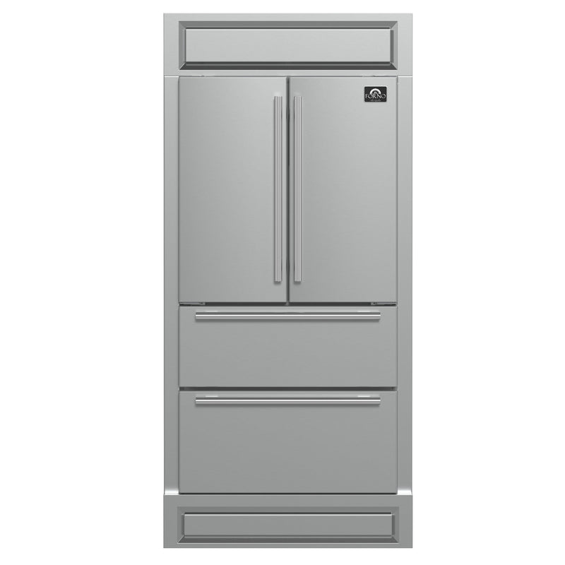 Forno Moena 40-Inch French Door Refrigerator, Stainless Steel, 19.2 cu.ft, Modern Decorative Grill, ENERGY STAR Certified Forno