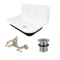 Towne 30-Inch Cast Iron Wall Mount Single Bowl Kitchen Sink with Wall-Mount Bridge Kitchen Faucet and Basket Strainer, Brushed Nickel