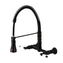 Kingston Tulare GS1245PL - Heritage Double-Handle 2-Hole Wall-Mount Pre-Rinse Bridge Kitchen Faucet, Oil Rubbed Bronze