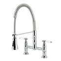 Kingston Tulare GS1271BPL - Bel-Air Double-Handle 2-Hole Deck-Mount Pre-Rinse Bridge Kitchen Faucet, Polished Chrome