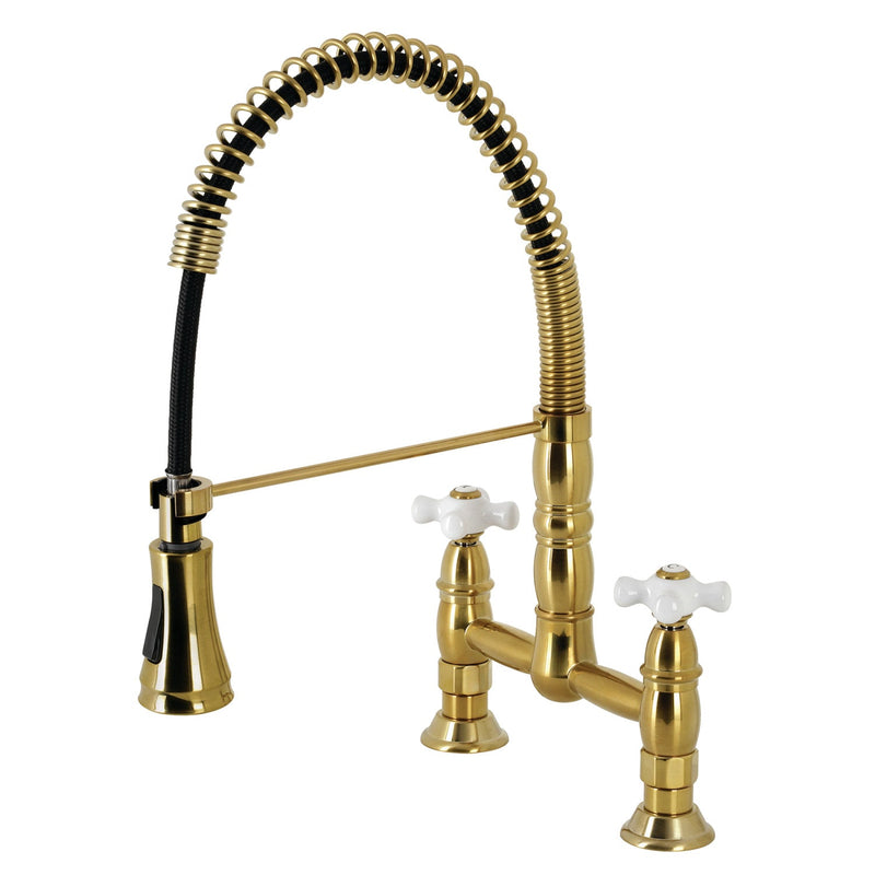 Kingston Brass GS1277PX Heritage Kitchen Faucet in Brushed Brass