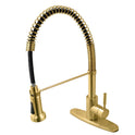 Kingston Sona GSY8887DL - Concord Single-Handle 1-or-3 Hole Deck Mount Pre-Rinse Kitchen Faucet, Brushed Brass