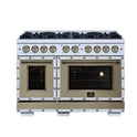 Valente 48" Gas Range in White, 8 Sealed Burnes, 94 000 BTU Cooktop Output, 6.7 Cu.Ft. Double Oven, Telescopic Racks