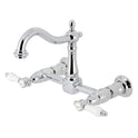 Kingston Heirloom KS1261BPL - Bel-Air Two-Handle 2-Hole Wall Mount Bridge Kitchen Faucet, Polished Chrome