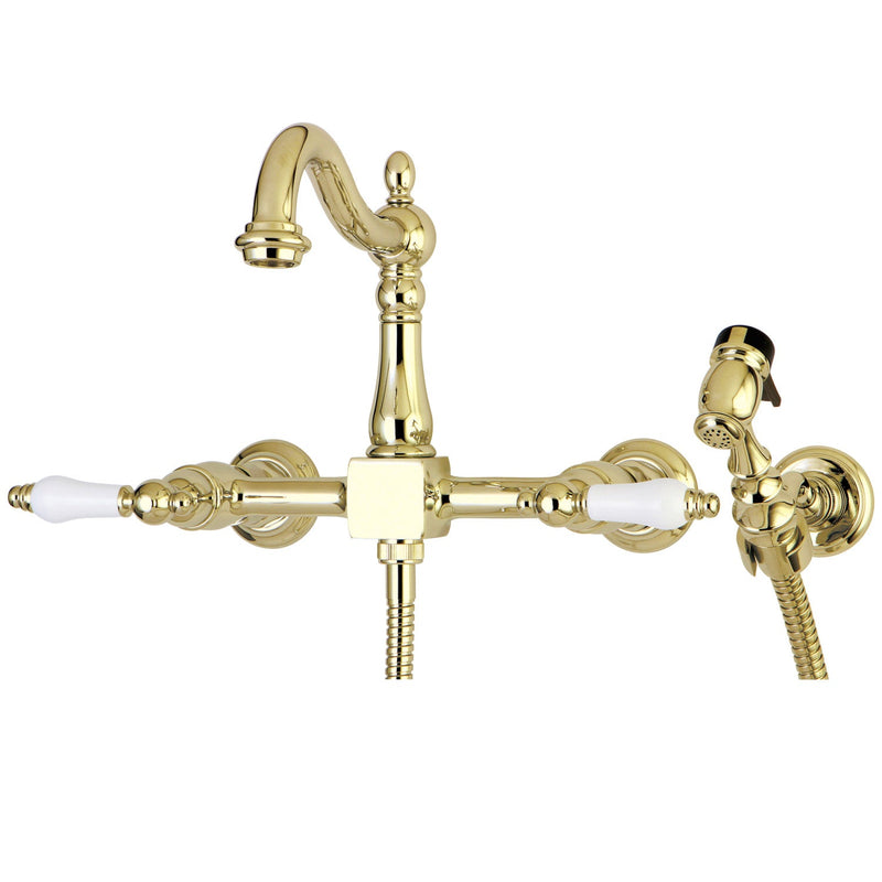 Kingston Brass KS1262PLBS Heritage Kitchen Faucet in Polished Brass