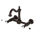 Kingston Heirloom KS1265BPL - Bel-Air Two-Handle 2-Hole Wall Mount Bridge Kitchen Faucet, Oil Rubbed Bronze
