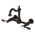 Kingston Heirloom KS1265TAL - Tudor Two-Handle 2-Hole Wall Mount Bridge Kitchen Faucet, Oil Rubbed Bronze