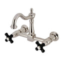 Kingston Heirloom KS1268PKX - Duchess Two-Handle 2-Hole Wall Mount Bridge Kitchen Faucet, Brushed Nickel