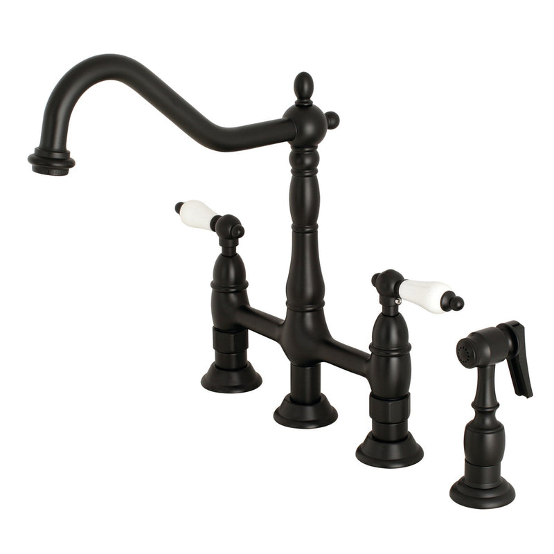 Kingston Brass KS1270PLBS Heritage Kitchen Faucet in Matte Black