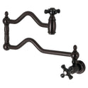 Kingston Heirloom KS2105PKX - Duchess Two-Handle 1-Hole Wall Mount Pot Filler Faucet, Oil Rubbed Bronze