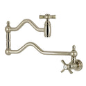 Kingston Tulare KS2108ZX - Millennium Two-Handle 1-Hole Wall Mount Pot Filler Faucet, Brushed Nickel