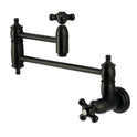 Kingston Heirloom KS3100PKX - Duchess Two-Handle 1-Hole Wall Mount Pot Filler Faucet, Matte Black