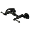 Kingston Tulare KS312MB - Kingston Two-Handle 2-Hole Wall Mount Bar Faucet, Matte Black