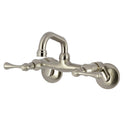 Kingston Tulare KS312SN - Kingston Two-Handle 2-Hole Wall Mount Bar Faucet, Brushed Nickel