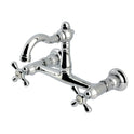 Kingston Heirloom KS3251AX - Vintage Two-Handle 2-Hole Wall Mount Bridge Kitchen Faucet, Polished Chrome