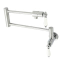 Kingston Tulare KS4101PL - Metropolitan Two-Handle 1-Hole Wall Mount Pot Filler Faucet, Polished Chrome