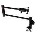 Kingston Tulare KS4105BX - Metropolitan Two-Handle 1-Hole Wall Mount Pot Filler Faucet, Oil Rubbed Bronze