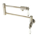 Kingston Tulare KS4106PL - Metropolitan Two-Handle 1-Hole Wall Mount Pot Filler Faucet, Polished Nickel