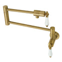 Kingston Tulare KS4107PL - Metropolitan Two-Handle 1-Hole Wall Mount Pot Filler Faucet, Brushed Brass