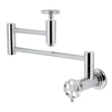 Kingston Sona KS8101RKX - Webb Two-Handle 1-Hole Wall Mount Pot Filler Faucet with Knurled Handle, Polished Chrome