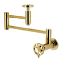 Kingston Sona KS8102RX - Belknap Two-Handle 1-Hole Wall Mount Pot Filler Faucet, Polished Brass