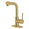 Kingston Sona LS2413DL - Concord Single-Handle 1-Hole Deck Mount Pull-Out Sprayer Bar Faucet, Brushed Brass