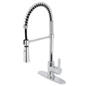 Kingston Sona LS8671CTL - Continental Single-Handle 1-Hole Deck Mount Pre-Rinse Kitchen Faucet, Polished Chrome